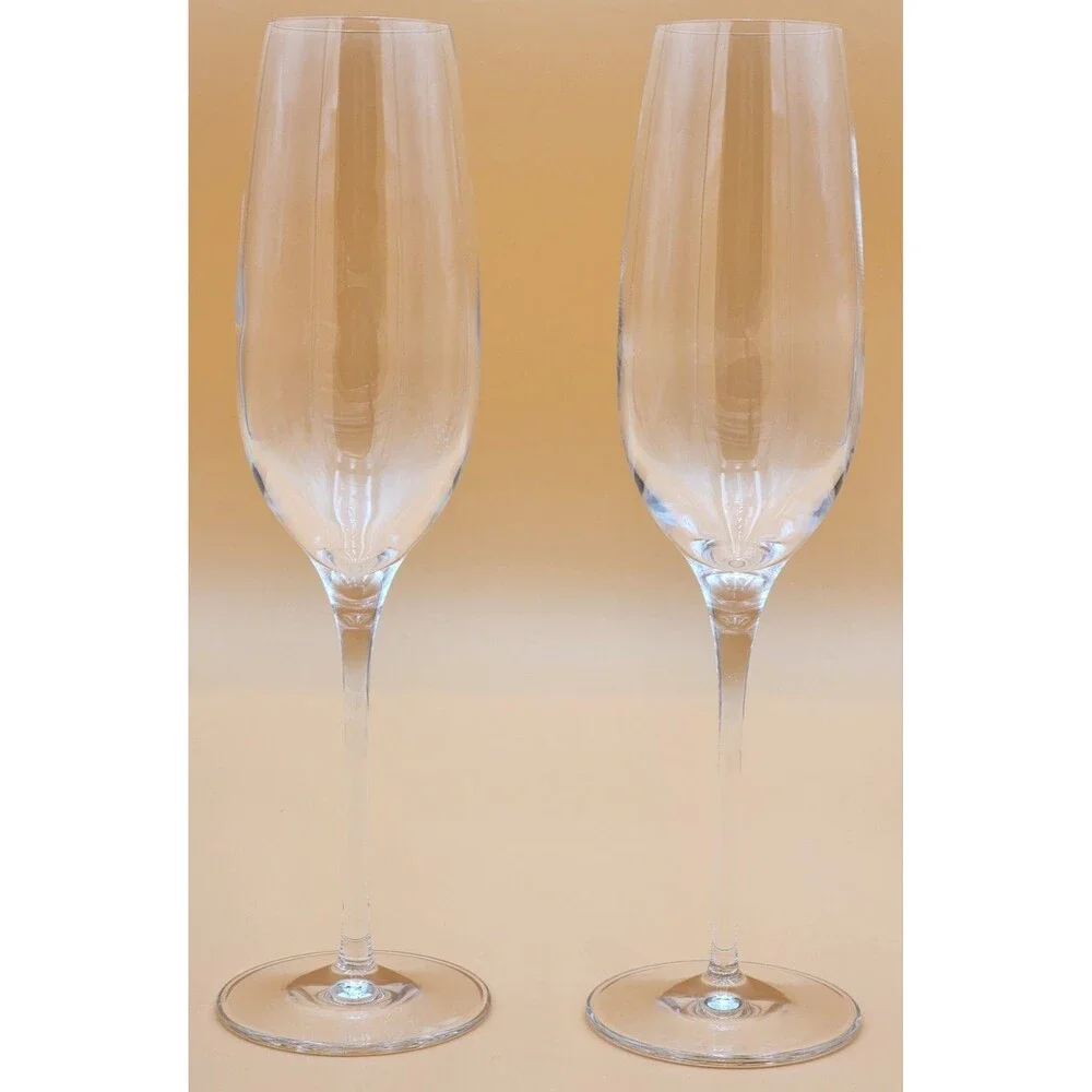 Tiffany & Co. ~ Elegant Crystal Glassware ~ Champagne Flutes ~ Set of 2